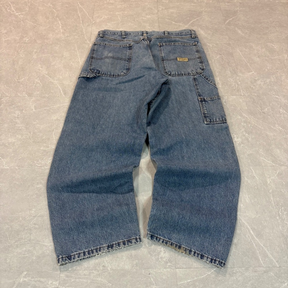 Wrangler Mens Carpenter Jeans 34x30‎ Blue Denim Relaxed Fit Workwear Pants 2162